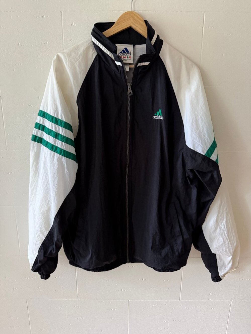Adidas | Vintage 90s Equipment Nylon Windbreaker Jacket Flag Tag Large